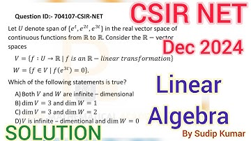 CSIR NET December 2024 Linear Algebra Solution | CSIR NET Dec 2024 Mathematics Q.Id 704107 Solution