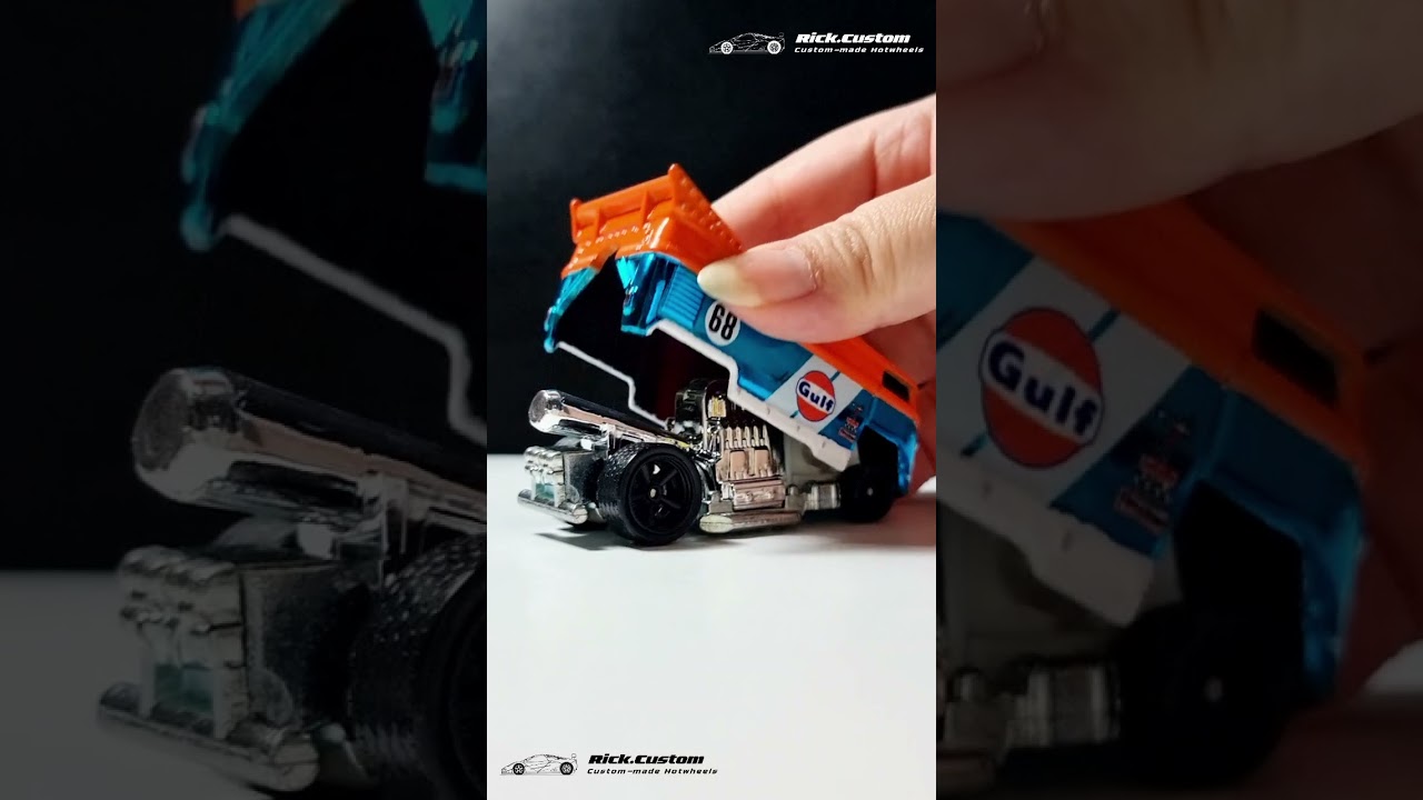 GULF DRAGBUS BLUE CHROME CUSTOM DIECAST , AMAZING DETAILS GUARANTEED ! 