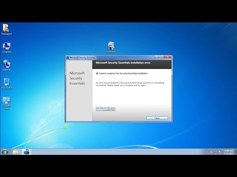 How do I fix Microsoft Security Essentials installing error 0x80070643