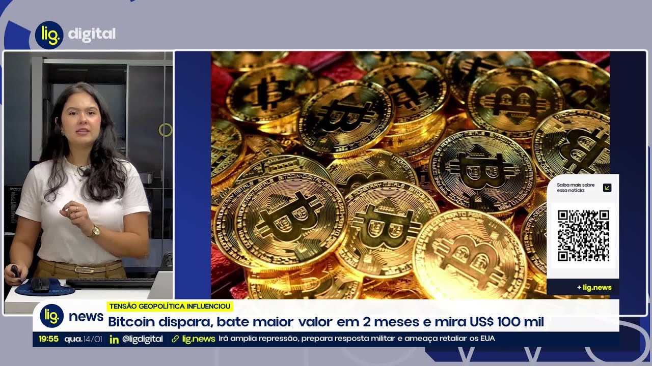 Bitcoin dispara, bate maior valor em 2 meses e mira US$ 100 mil –  14/01/2026 – Lig News