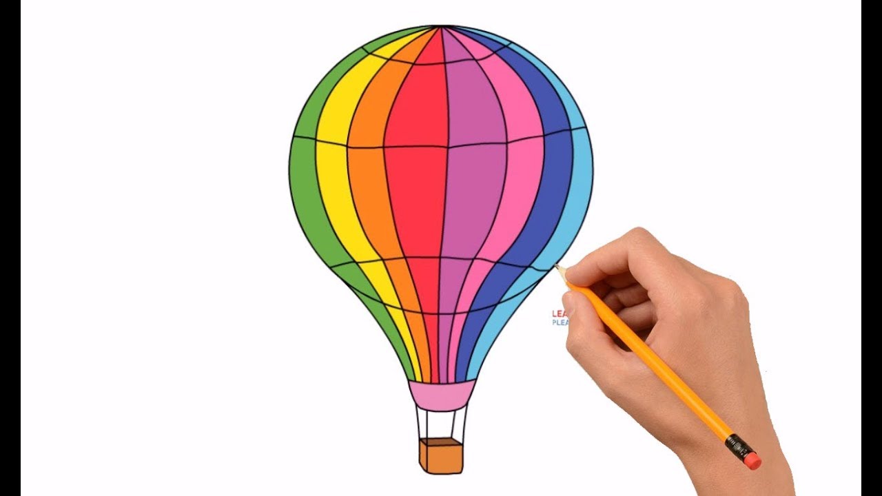 How To Draw An Air Balloon Step By Step 🎈 Hot Air Balloon Drawing