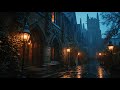 Gaslit Gothic Street in Evening Rain | 2 Hours Dark Ambient for Sleep &amp; Study [No Ads]