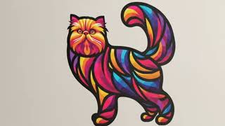Isabella Sorrentino - Vibrant Persian Purrfection - Geometric Cat Vinyl Decals