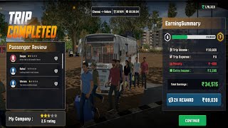 TRIP COMPLETED CHENNAI - VELLORE 📍301 KM TOTAL EARNINGS :34, 515 MY COMPANY :2.5 RATING ||#gaming  screenshot 5