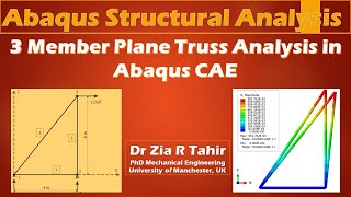Abaqus Truss Analysis Lecture 1 | 2D Three Member Plane Truss | Deflections and Support Reactions