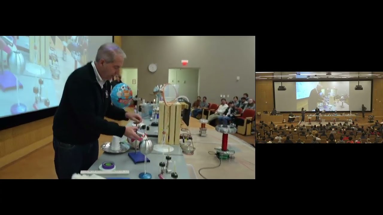 Professor David Ricketts brings high-voltage science to life in this live demonstration lecture hosted by NC State Electrical and Computer Engineering.

From simple sparks to a dramatic 100,000-volt display, Ricketts explores the physics behind charge, plasma and lightning through hands-on experiments. The presentation features spark generators, ion-powered motors, plasma toroids, the historic Gassiot Fountain and multiple Tesla coils — including a musical Tesla coil orchestra producing meter-long arcs.

Presented in the spirit of Michael Faraday, this talk is 100% demonstration-driven, offering an immersive look at how electrical engineering powers modern technology, aviation and advanced research.

Recorded Jan. 16, 2026, in Hunt Auditorium on NC State’s Centennial Campus as part of the Electrical and Computer Engineering Colloquia series.

Speaker:
David S. Ricketts, professor of electrical and computer engineering, NC State University

Ricketts received his Ph.D. from Harvard University and has developed more than 40 integrated circuits across mixed-signal, RF and power management applications. His research spans device physics, materials science and circuit design, with publications in Nature, Proceedings of the IEEE and more than 150 journals and conference papers. He is the author of Electrical Solitons: Theory, Design and Applications and The Designer’s Guide to Jitter in Ring Oscillators, and a recipient of the NSF CAREER Award, DARPA Young Faculty Award and NC State’s William F. Lane Outstanding Teaching Award.

Get Social With NC State ECE:
LinkedIn Page: https://www.linkedin.com/school/ncstateece
Instagram: https://instagram.com/ncstateece 
X: https://twitter.com/ncstateece
Facebook: https://facebook.com/ncstateece

Visit our website: https://ece.ncsu.edu/