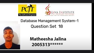 Question Set 18 | Database Management System | Java Institute