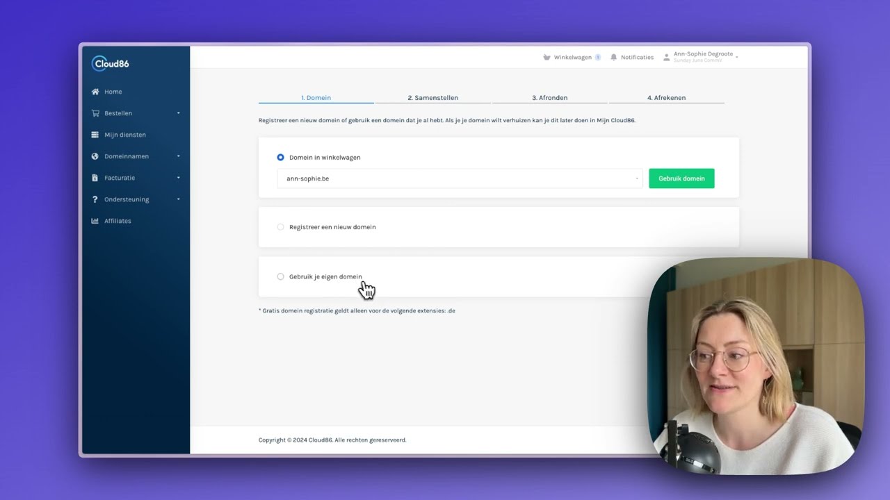 MAKKELIJK (in 5 minuten) je domeinnaam en hosting bestellen bij Cloud86
