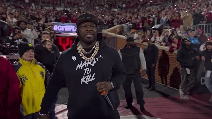50 Cent kicks off the 4th quarter of Alabama-Oklahoma in the First Round of the CFP | ESPN CFB