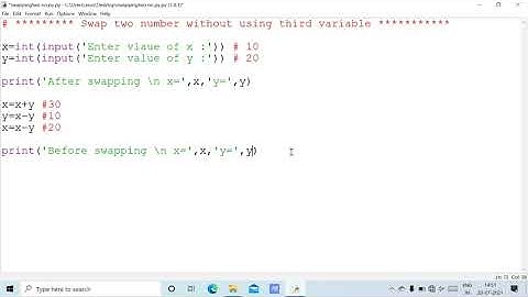 Swap two numbers without using third variable - Python Programs