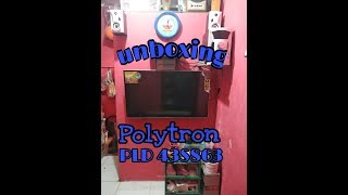 Unboxing Review isi didalam kardus TV LED Polytron pld 43s863 dan kelengkapan isi dalam kardus