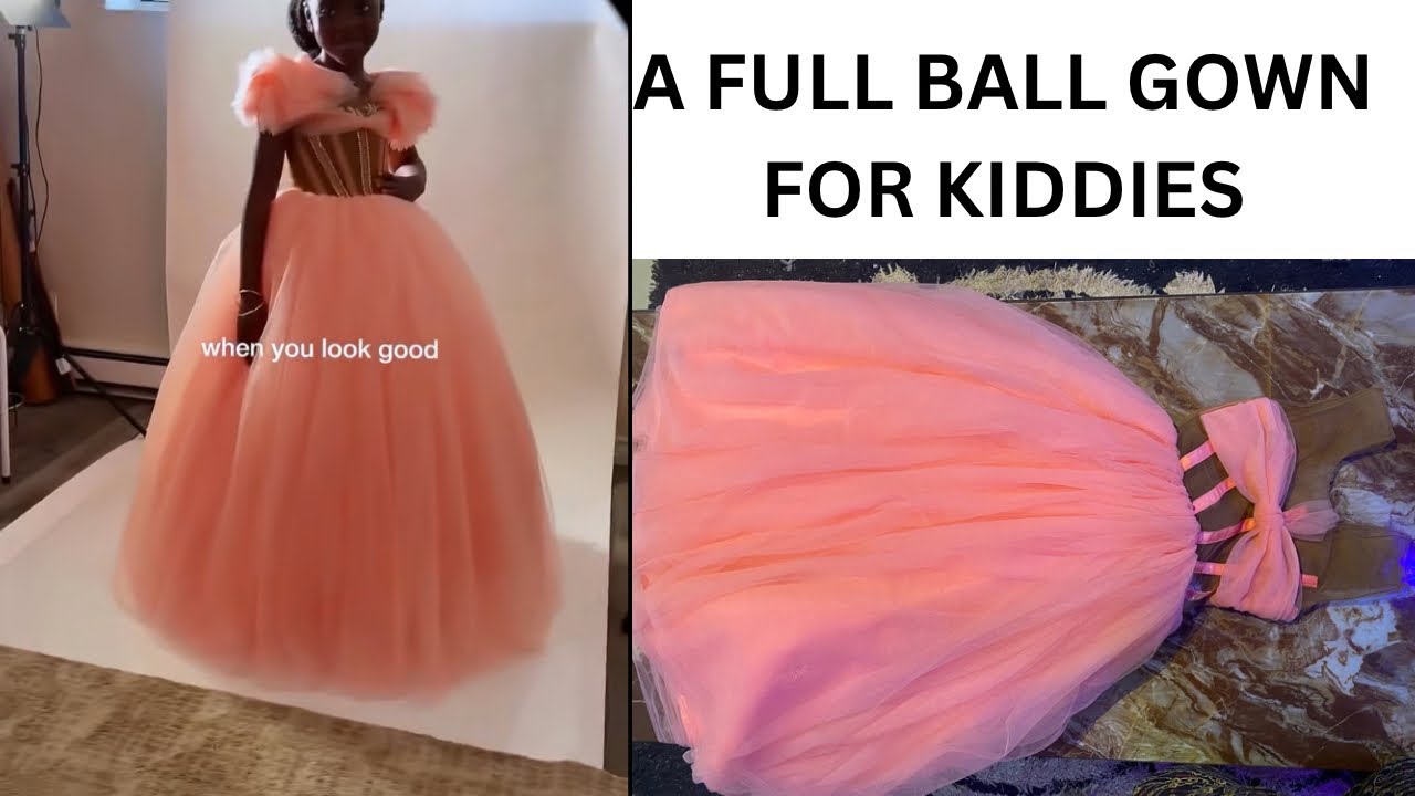 LEARN HOW TO CUT AND SEW A FULL BALL GOWN FOR KIDDIES 5-7 years old with measurements | Detailed