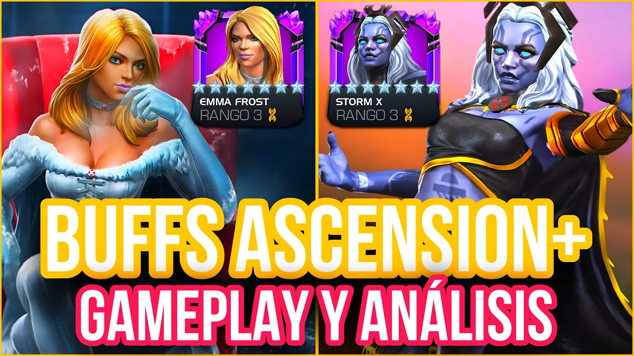 BUFFS EMMA FROST y TORMENTA PIRAMIDE X | LOS HAN MEJORADO! | MEJORAS ASCENSION+ | MCOC