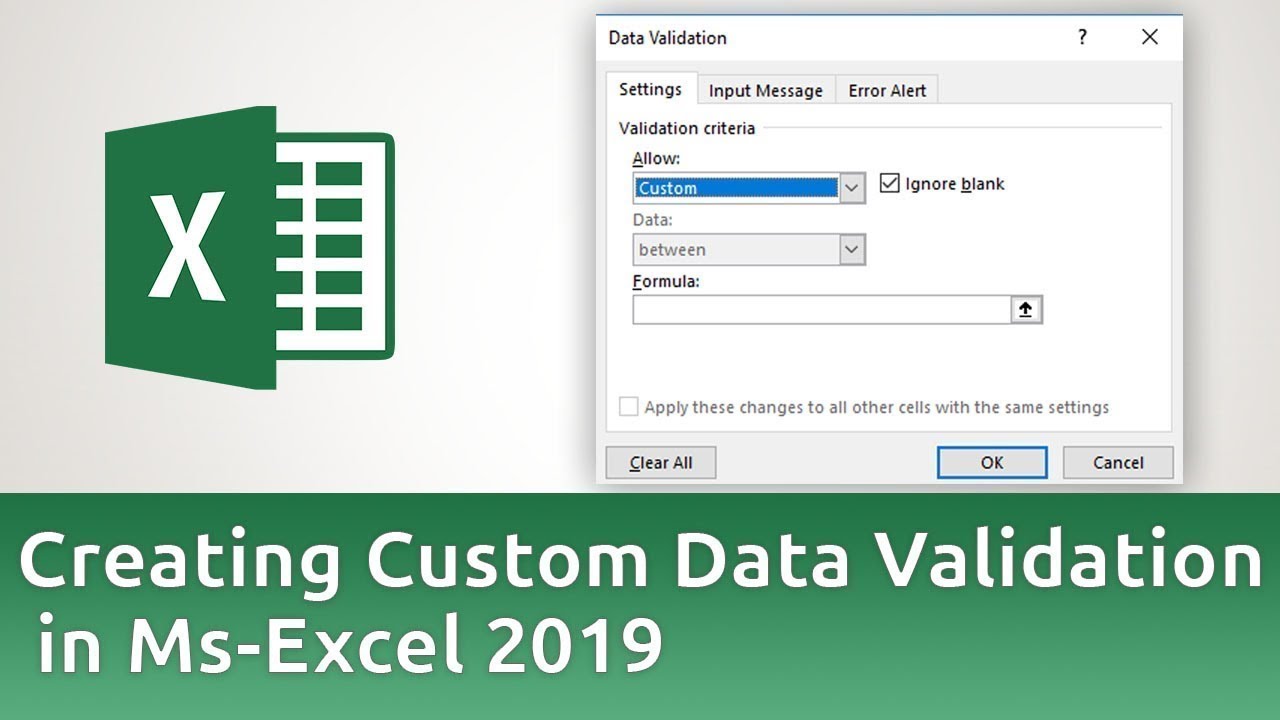 Data Validation in MS Excel 2019 - YouTube