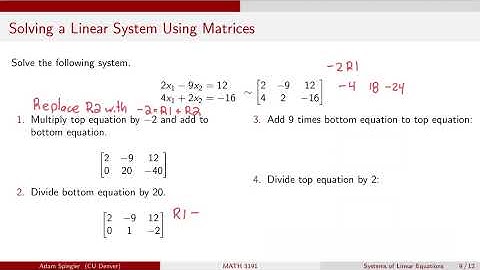 MATH 3191: Solving a Linear System of Two Equations