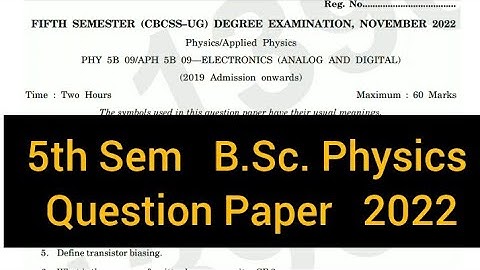 ELECTRONICS ( ANALOG AND DIGITAL )         |       5th Semester    B.Sc. Physics       2022 #calicut