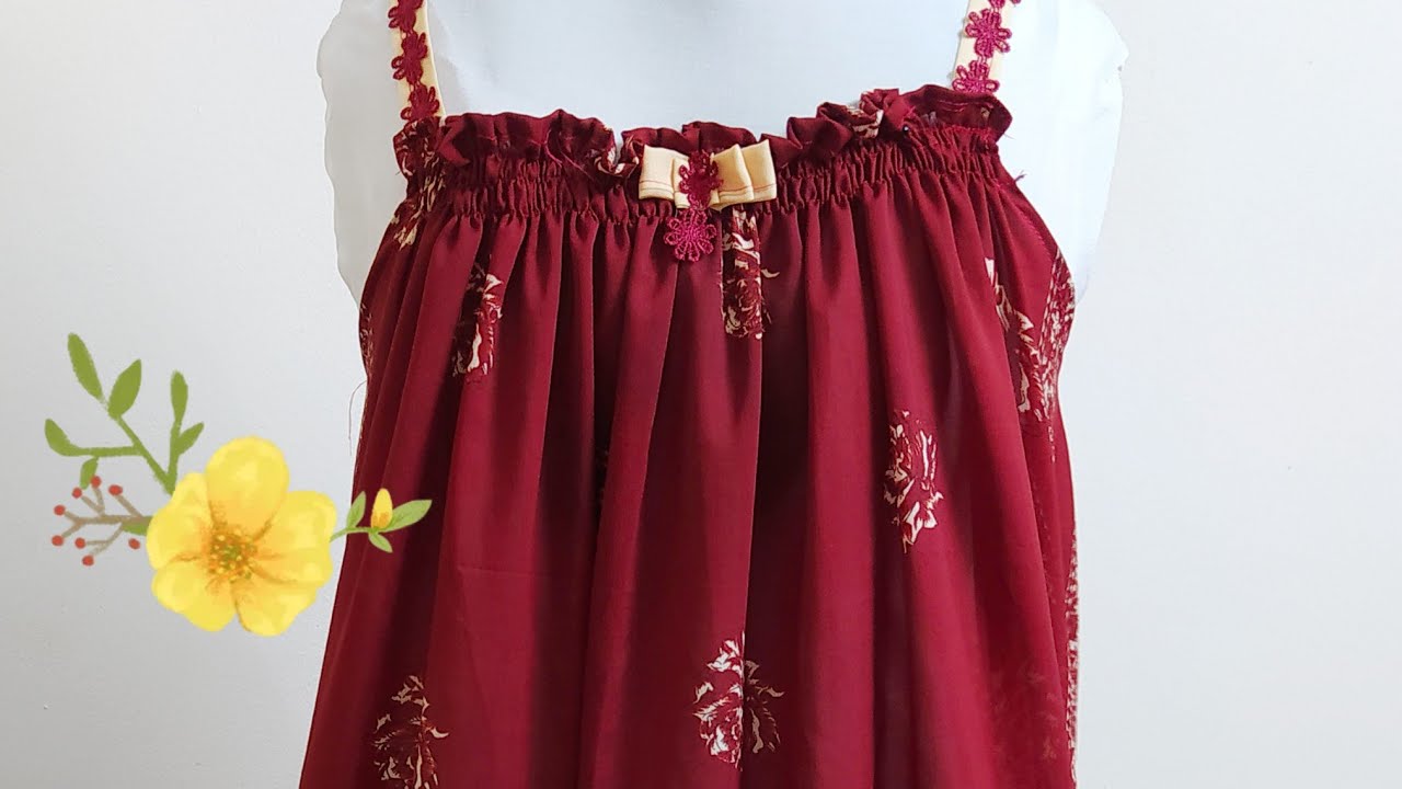 خياطة قميص نوم نساءى...بكشكشة استك المكوك..اتعلمى واستفيدى من إعادة تدوير الملابس