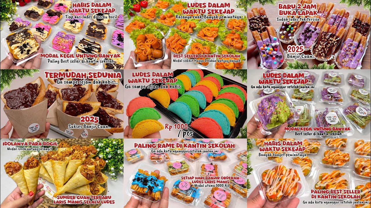 10 RESEP JAJANAN TERLARIS MANIS DI KANTIN SEKOLAH‼️MODAL KECIL BIKIN DOMPET TEBAL. IDE JUALAN 1000an