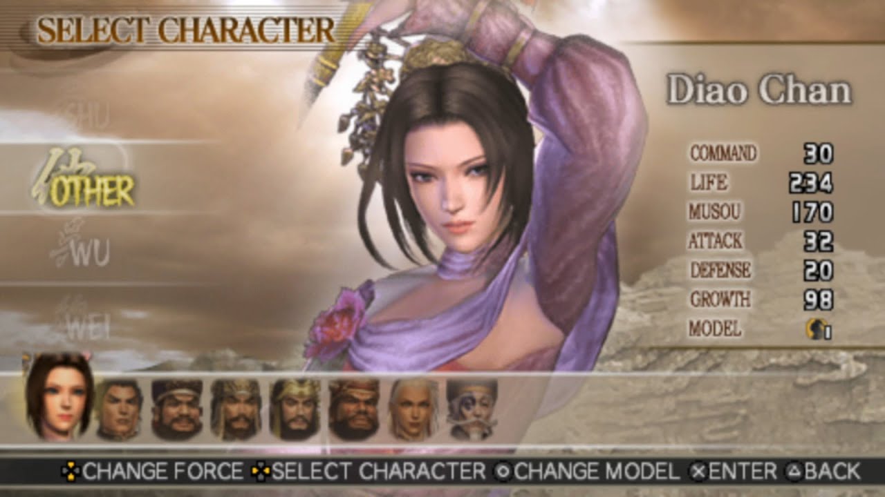 Dynasty Warriors Vol 2 All Characters Psp Youtube