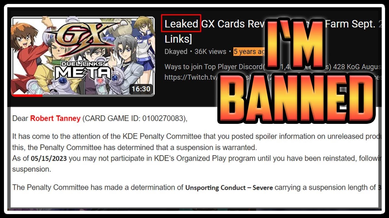 Konami Banned Me From Yu-Gi-Oh!... I Wish This Was Clickbait. - Youtube