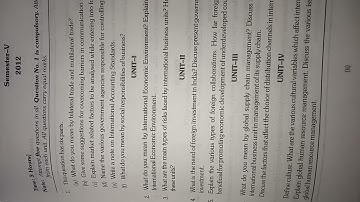 b. com 5th semester  , international business environment, exam paper, 2012, mdu university