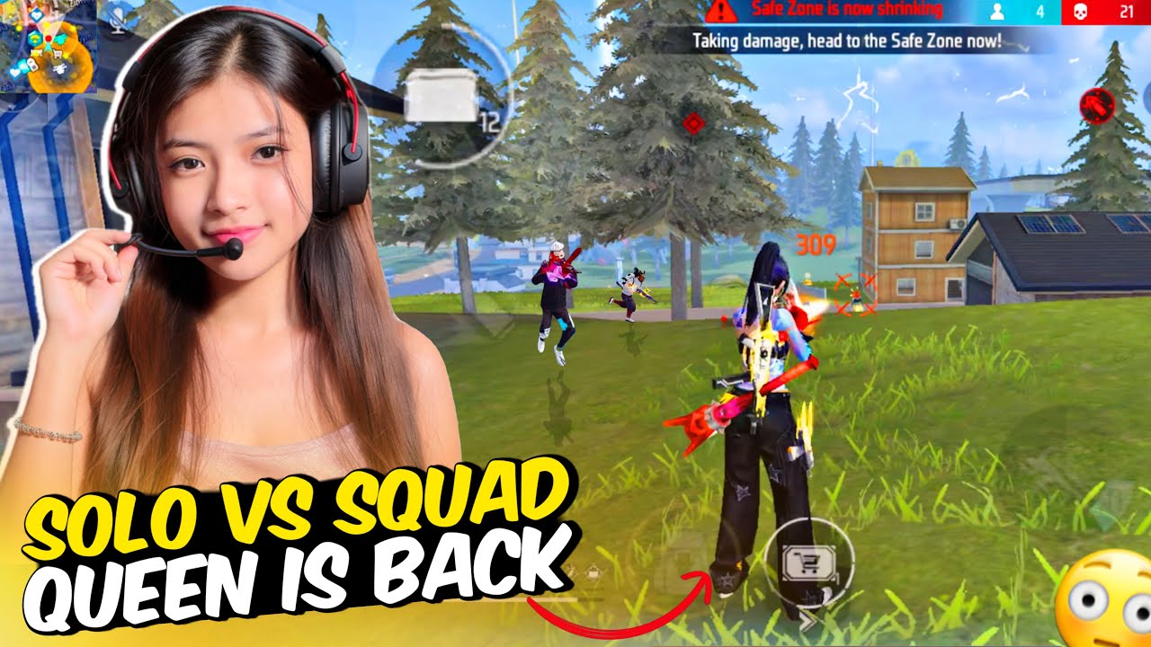 SOLO VS SQUAD QUEEN IS BACK AGAIN 😈 SKILL ON TOP 🔥