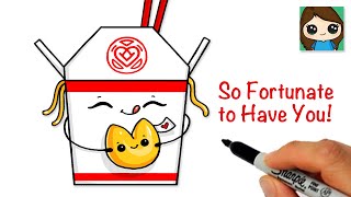 How to Draw a Chinese Takeout Box Cookie Cute Pun Food Art