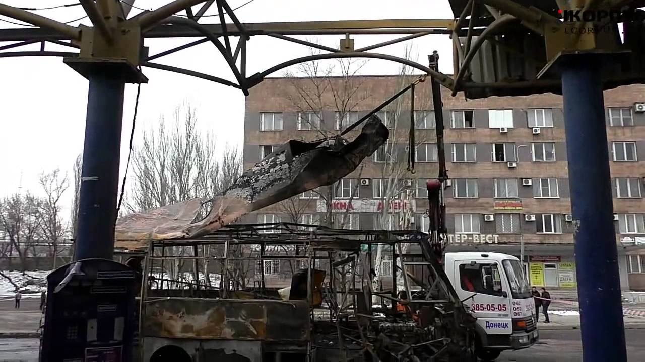 обстрел Донецка, автостанция «Центр». съемка icorpus.ru