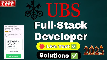 UBS Full-Stack Developer Live Test Attended | UBS Full Stack Java Advanced Assesment Recording 2025
