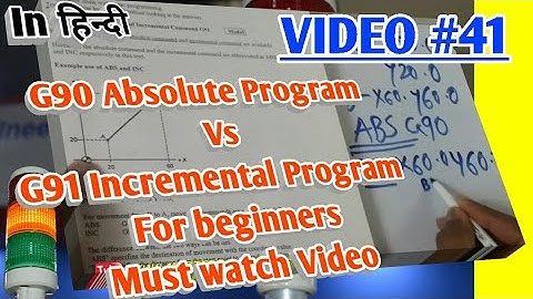 Difference Between G90 Absolute Vs G91 incremental CNC programming in hindi