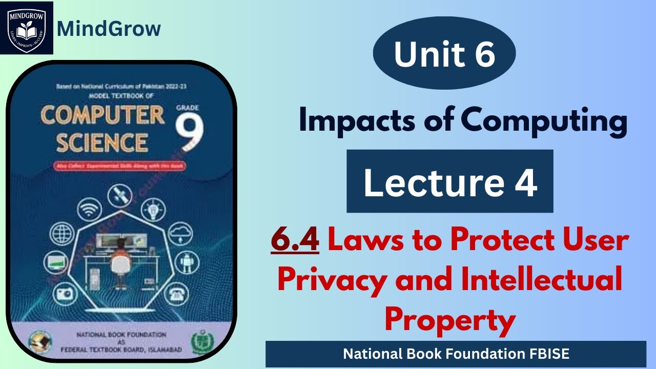 Class 9 Unit 6 Impacts of Computing | 6.4  Laws to Protect User Privacy & IP | FBISE / NBF