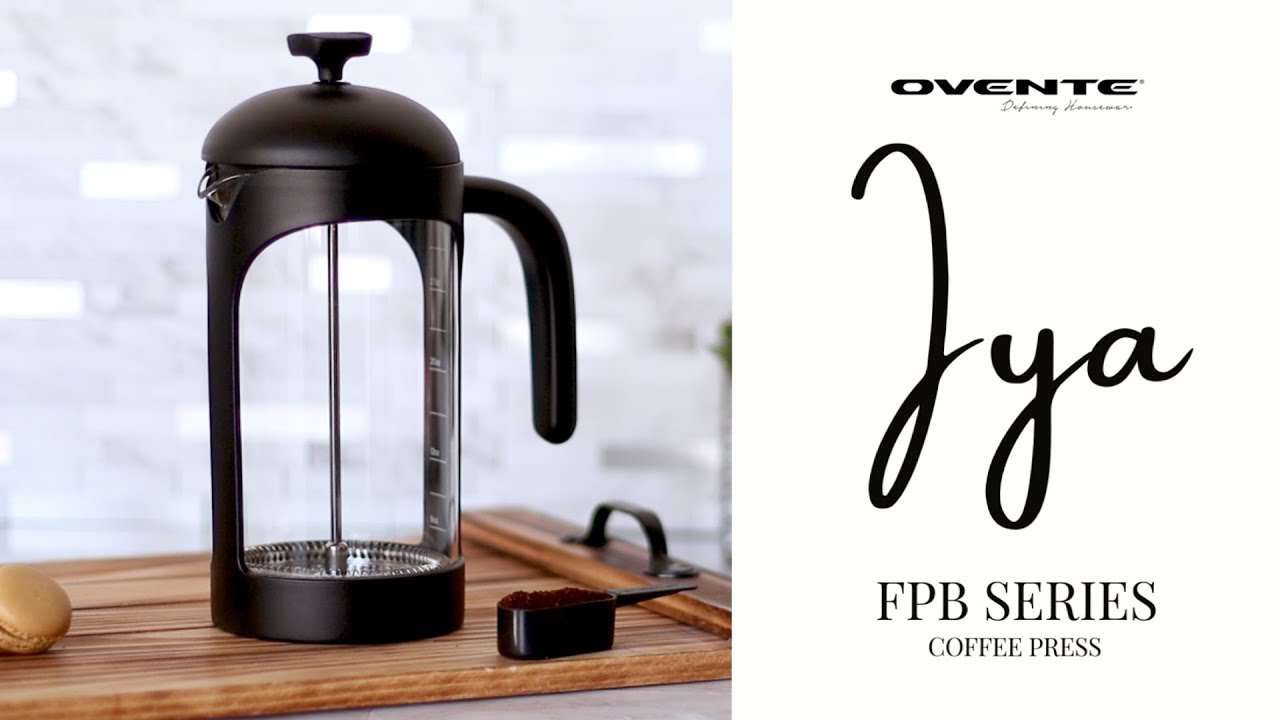 Ovente 27 Ounce Glass French Press Coffee Maker, Filter Plunger, Hot or Cold Brew, Copper Fsw27c