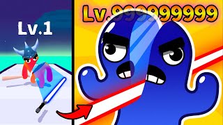 スライムマンを色々な銃や剣でどんどん倒していく広告のゲームやってみた 【 スマホゲーム Blob Shooter 3D ブロブシューター3D - 暗殺劇 】 screenshot 1