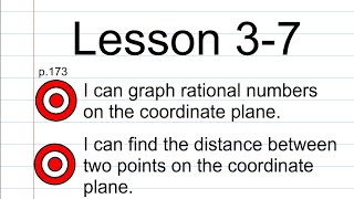 Lesson 3-7 Distance on the Coordinate Plane