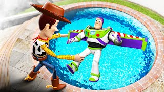 Gta 5 Woody Vs Buzz Lightyear Water Ragdolls Fails Toy Story 