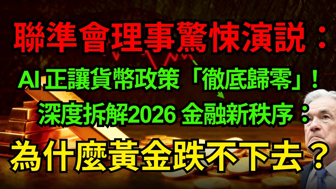 聯準會理事驚悚演説：AI 正讓貨幣政策「徹底歸零」！深度拆解2026金融新秩序：為什麼黃金跌不下去？#黃金 #聯準會 #AI #川普