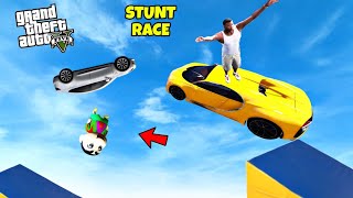 GTA 5 : FRANKLIN, SHINCHAN AND PINCHAN TRYING MEGA STUNT RACES 😯 IN LOS SANTOS BEACH