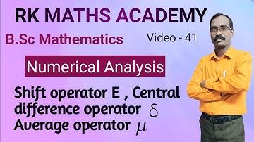 Shift operator , Central difference operator & Average operator || Numerical Analysis