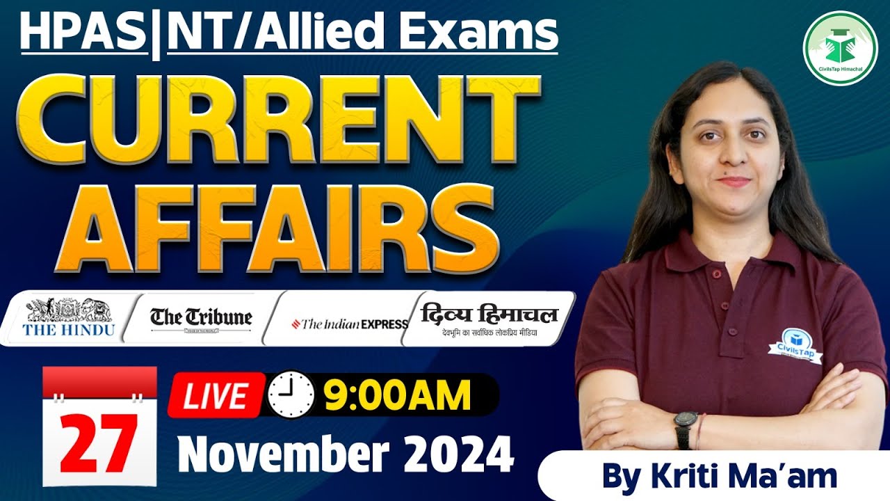 Himachal Daily Current Affairs Quiz & MCQ, 27th November 2024 | HPAS ...