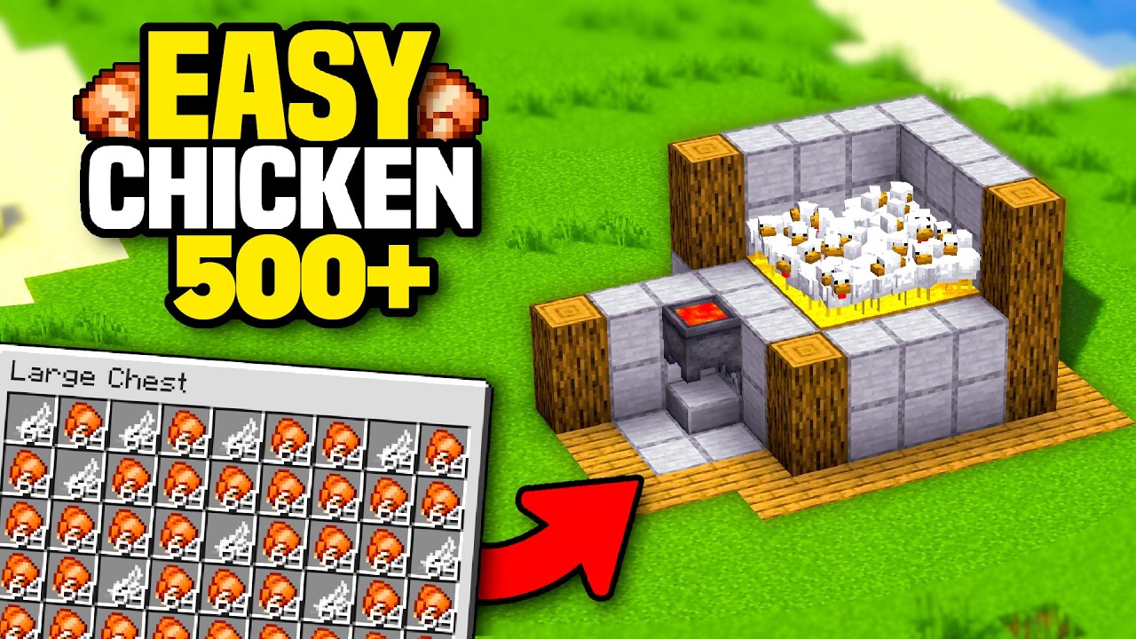 NEW EASIEST Automatic CHICKEN FARM! (Minecraft 1.21/26.1) - YouTube