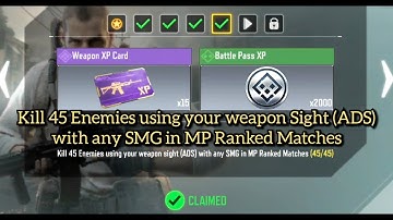 Call Of Duty Mobile Kill 45 Enemies using your weapon Sight ADS with any SMG in MP Ranked Matches