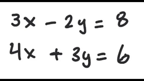 Elimination: Solve the system 3x-2y=8, 4x+3y=6
