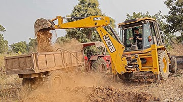 Jcb 3dx Plus Backhoe Machine Loading Red Mud in Tractor | Mahindra 415 DI | Jcb and Tractor Video