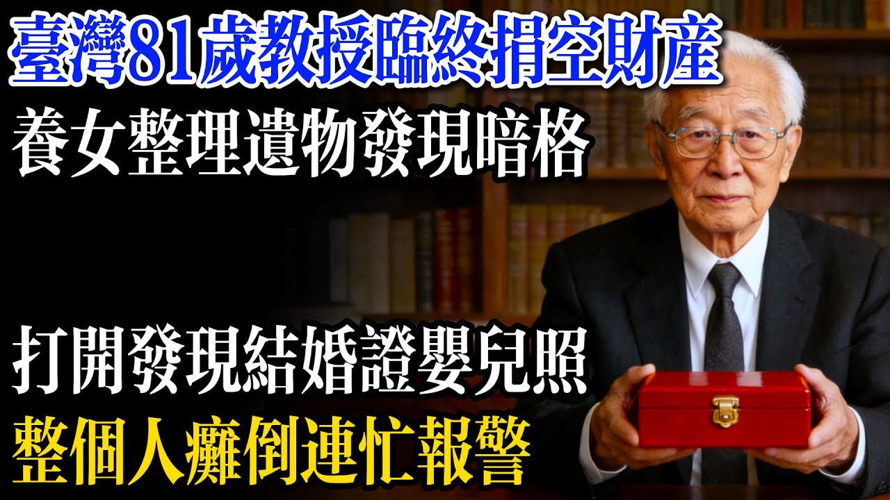 台灣81歲教授臨終捐空財產，養女整理遺物發現暗格，打開發現結婚證嬰兒照，整個人癱倒連忙報警