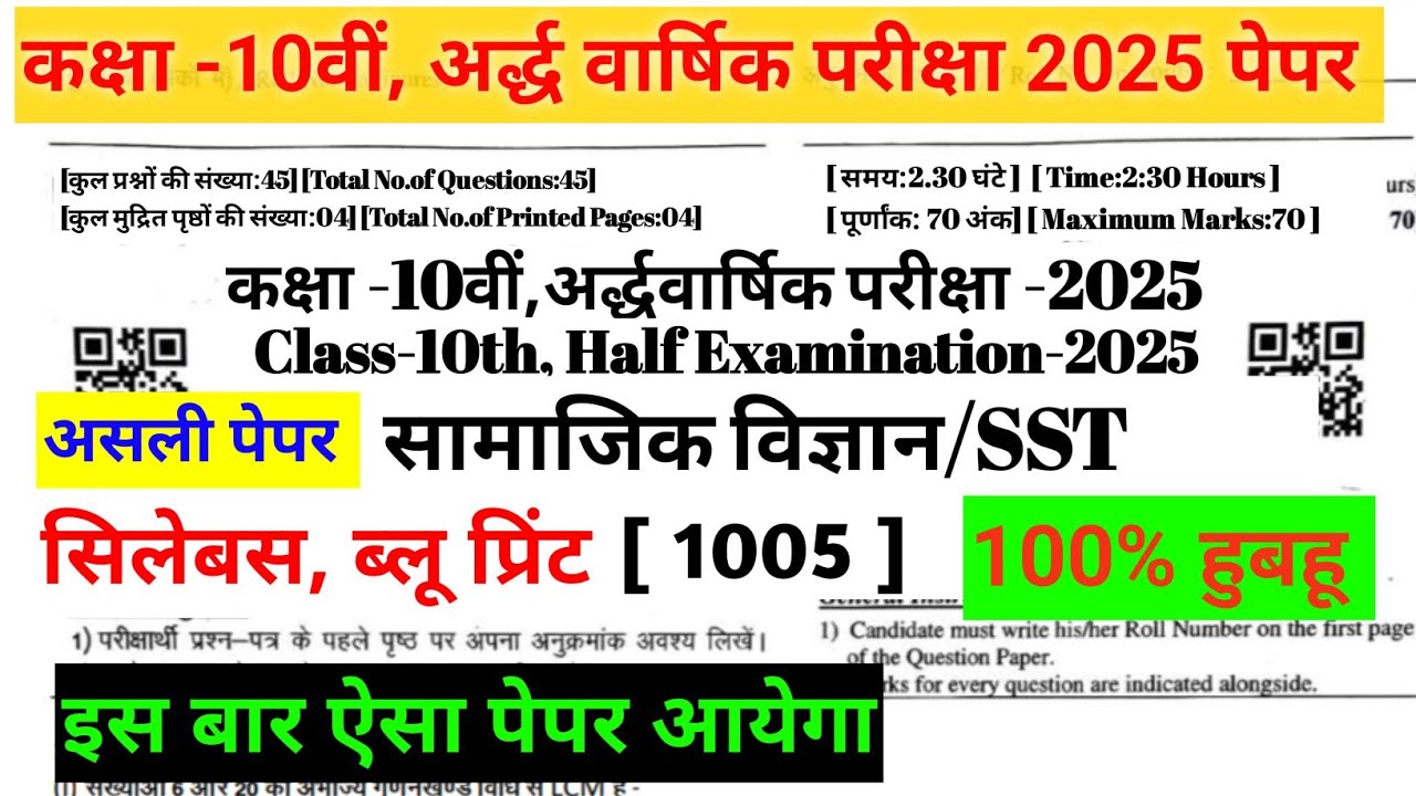Class 10th Social Science Paper 2025-26 || Blue Print ||Paper pattern ...
