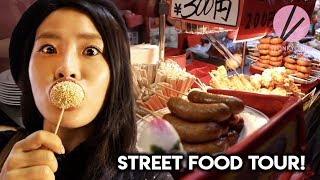 FUN Japanese Street Food Mukbang in China Town in Kobe!