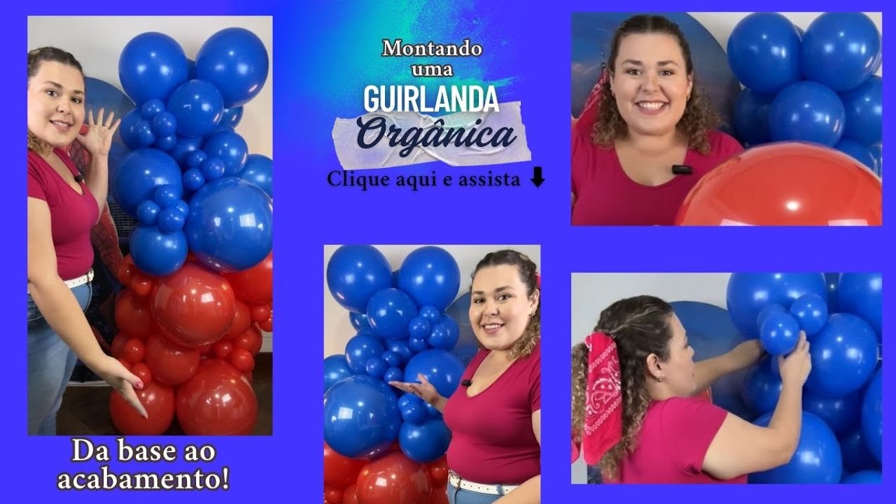 Como montar uma Guirlanda Orgânica de Balões e prender no painel - Aula Secreta