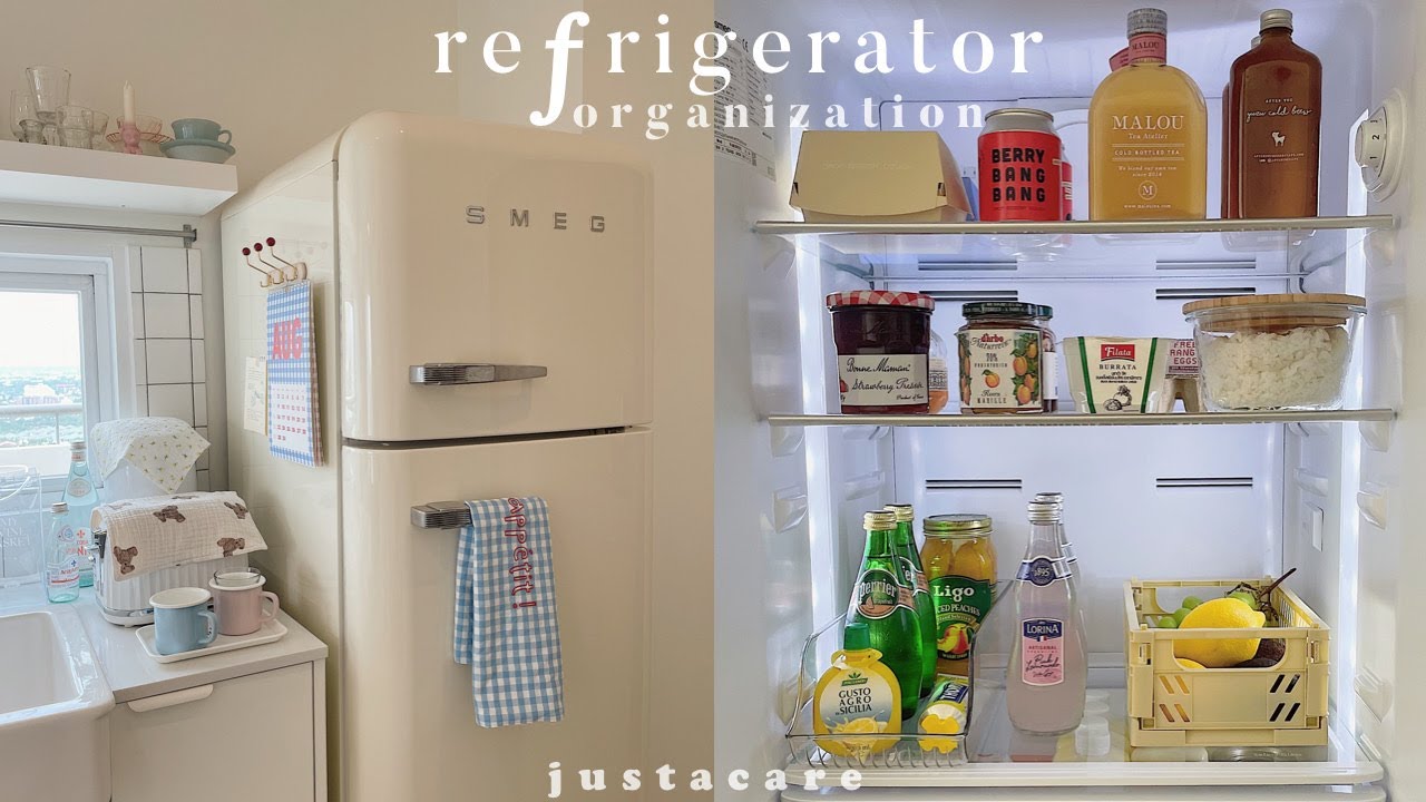 refrigerator organization ideas * 🛒  ꔛ 🧴 🧽 ♡.  (ENG)⌇ตู้เย็น smeg, จัดตู้เย็นคิ้วๆ สไตล์เกาหลี