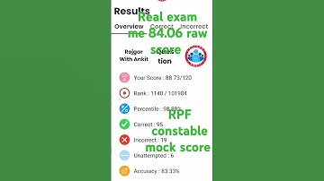 RPF constable mock test score vs real score