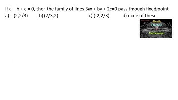 If a+b+c=0,then family of line 3ax+by+2c=0 pass through fixed point|MCQ|CBSE|Straight Line|RD Sharma